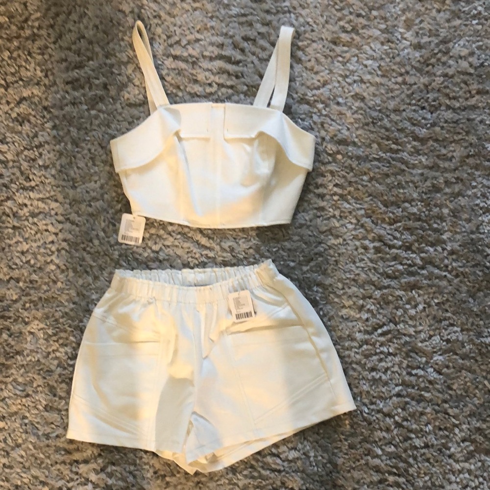 White Denim Short Set
